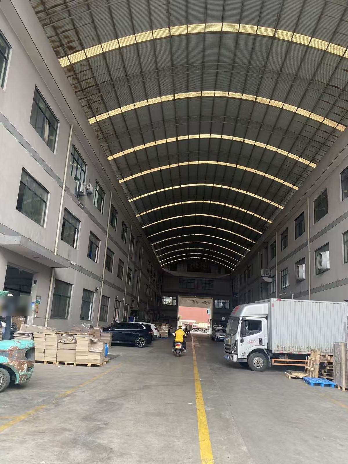 Covered loading bay with goods ready for despatch