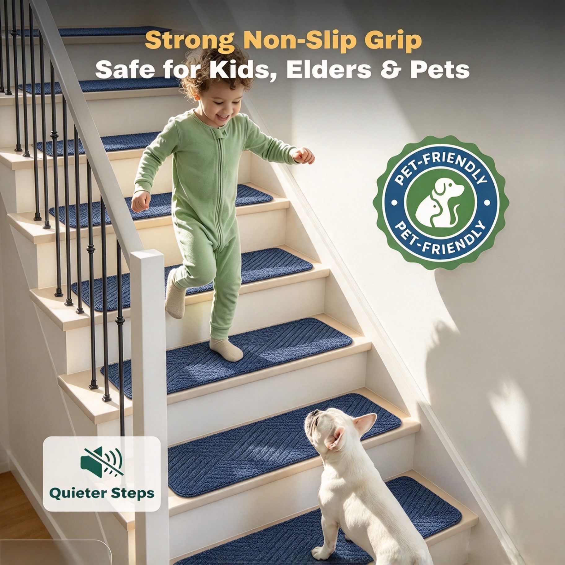 Strong non-slip grip, safe for kids, elders and pets